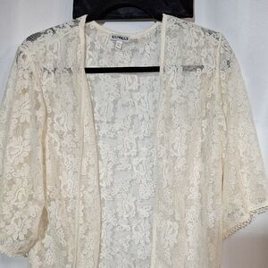 Express White Lace Cardigan